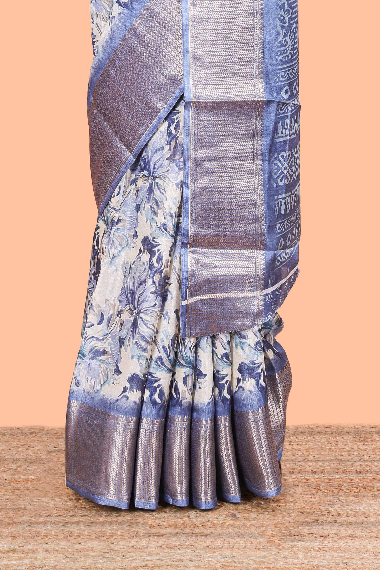Powder blue semi dola banarasi saree