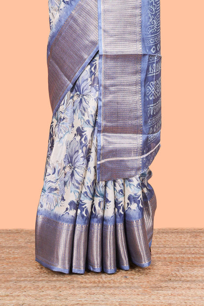 Powder blue semi dola banarasi saree