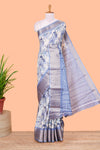 Powder blue semi dola floral saree