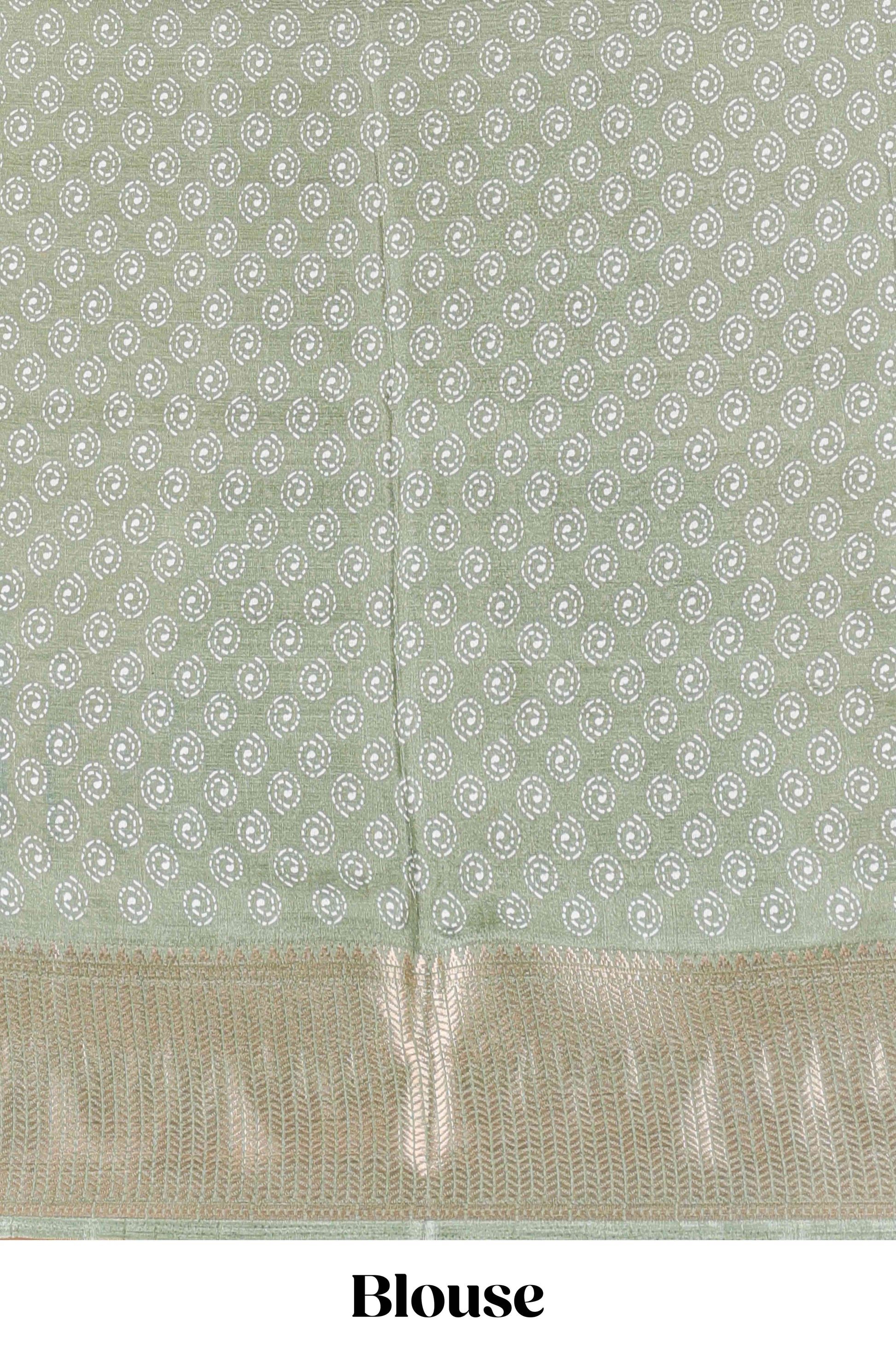 Powder green semi dola elegant saree