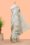 Powder green semi dola floral saree