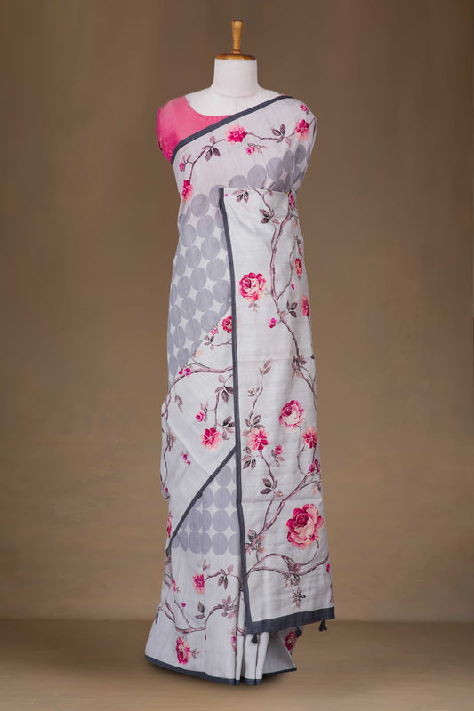 Printed aari work saree