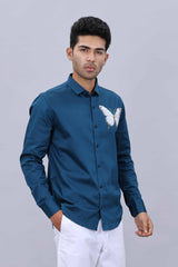 Printed collar mens shirt