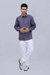 Printed dobby cotton shirt