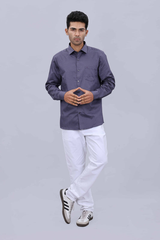 Printed dobby cotton shirt