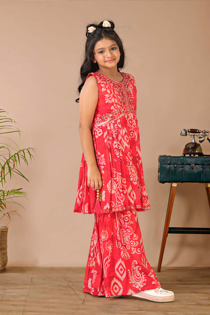 Printed ethnic party wear ensemble