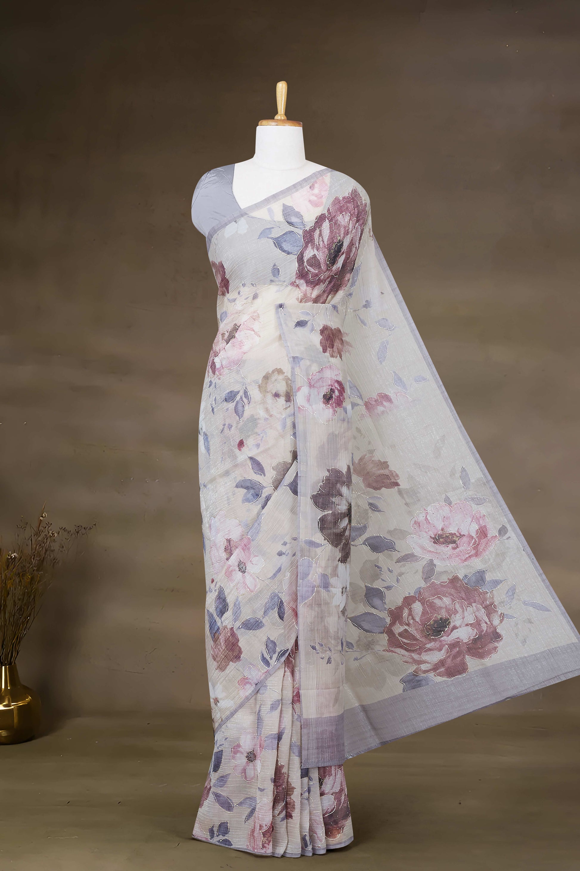 Printed organza saree