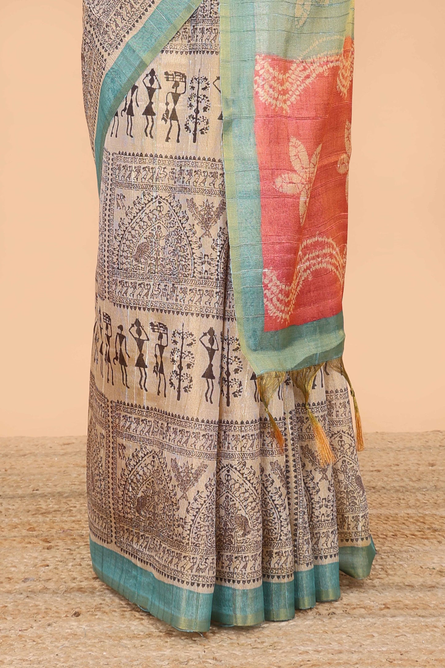 Printed pallu highlights