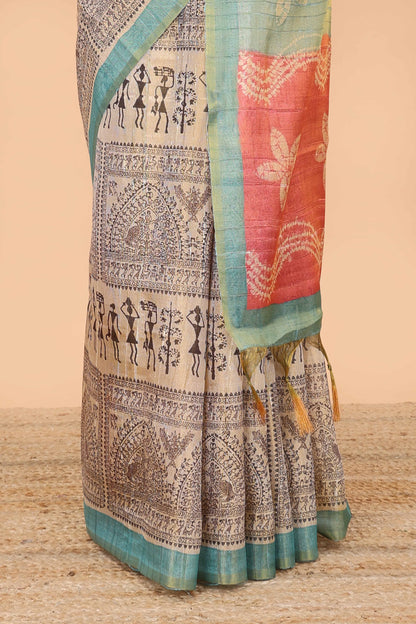 Printed pallu highlights