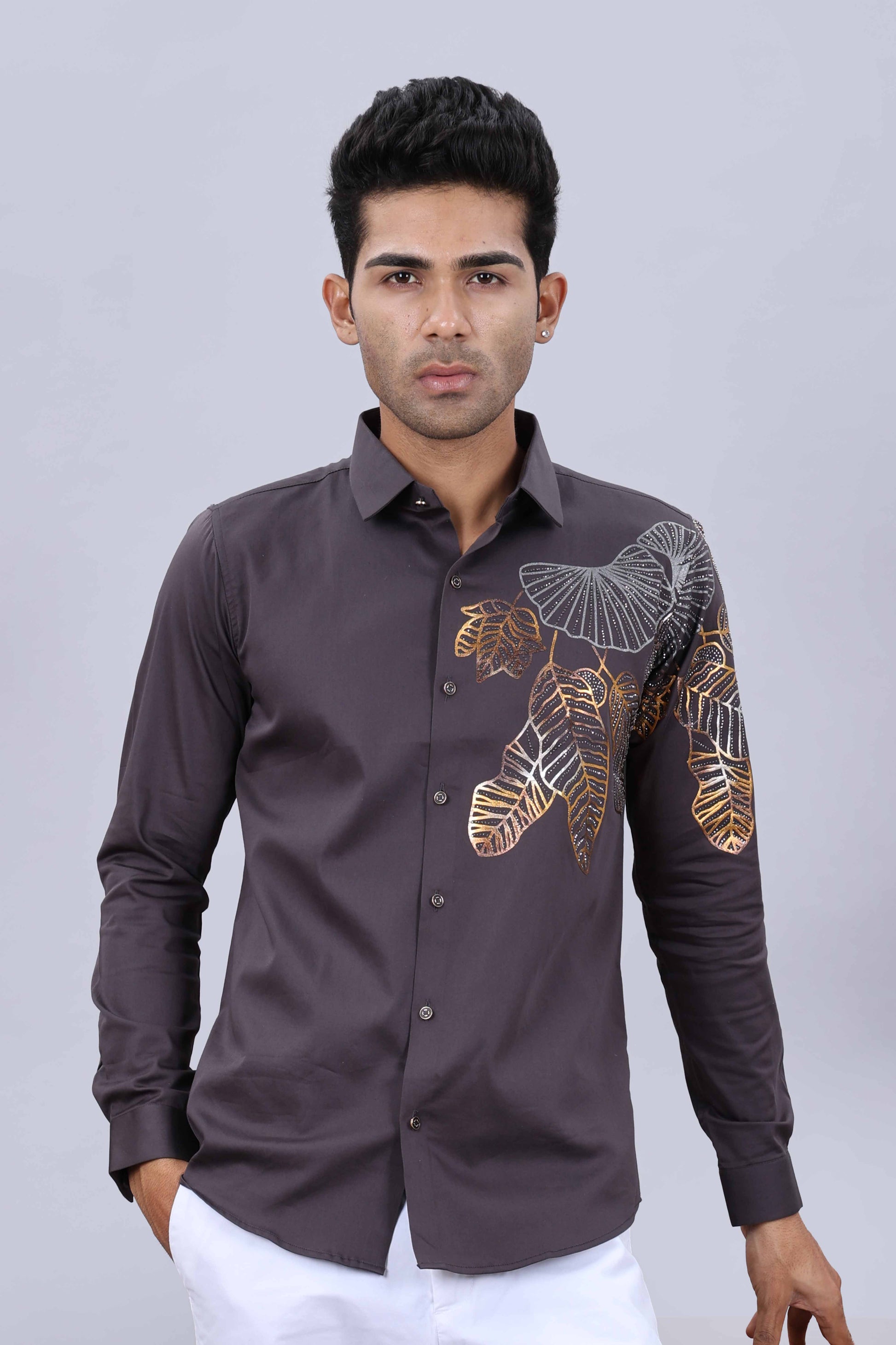Printed satin fashion shirt