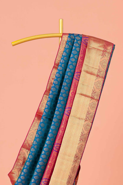 Pure blue silk saree