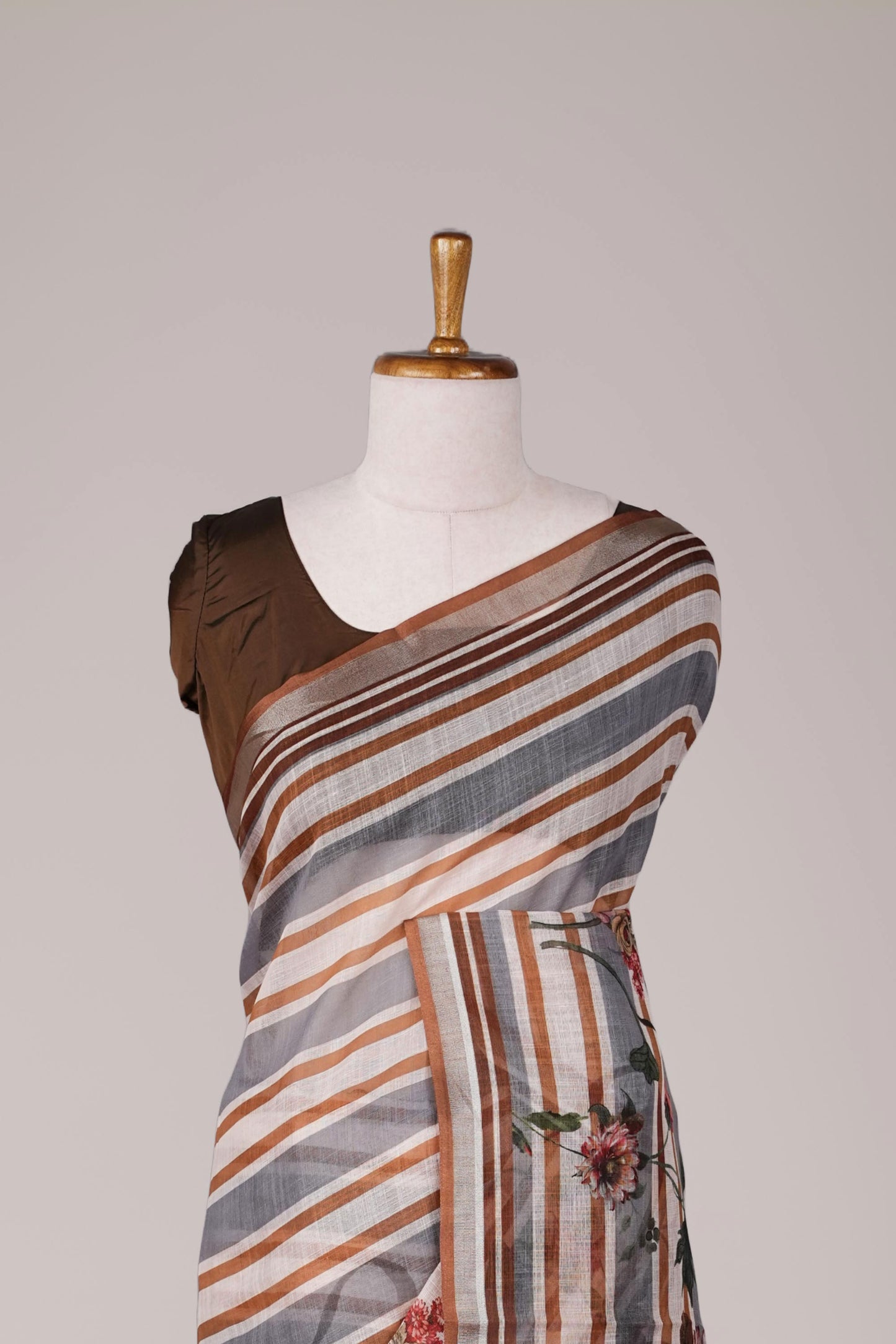 Pure linen printed saree