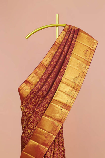 Pure maroon silk saree