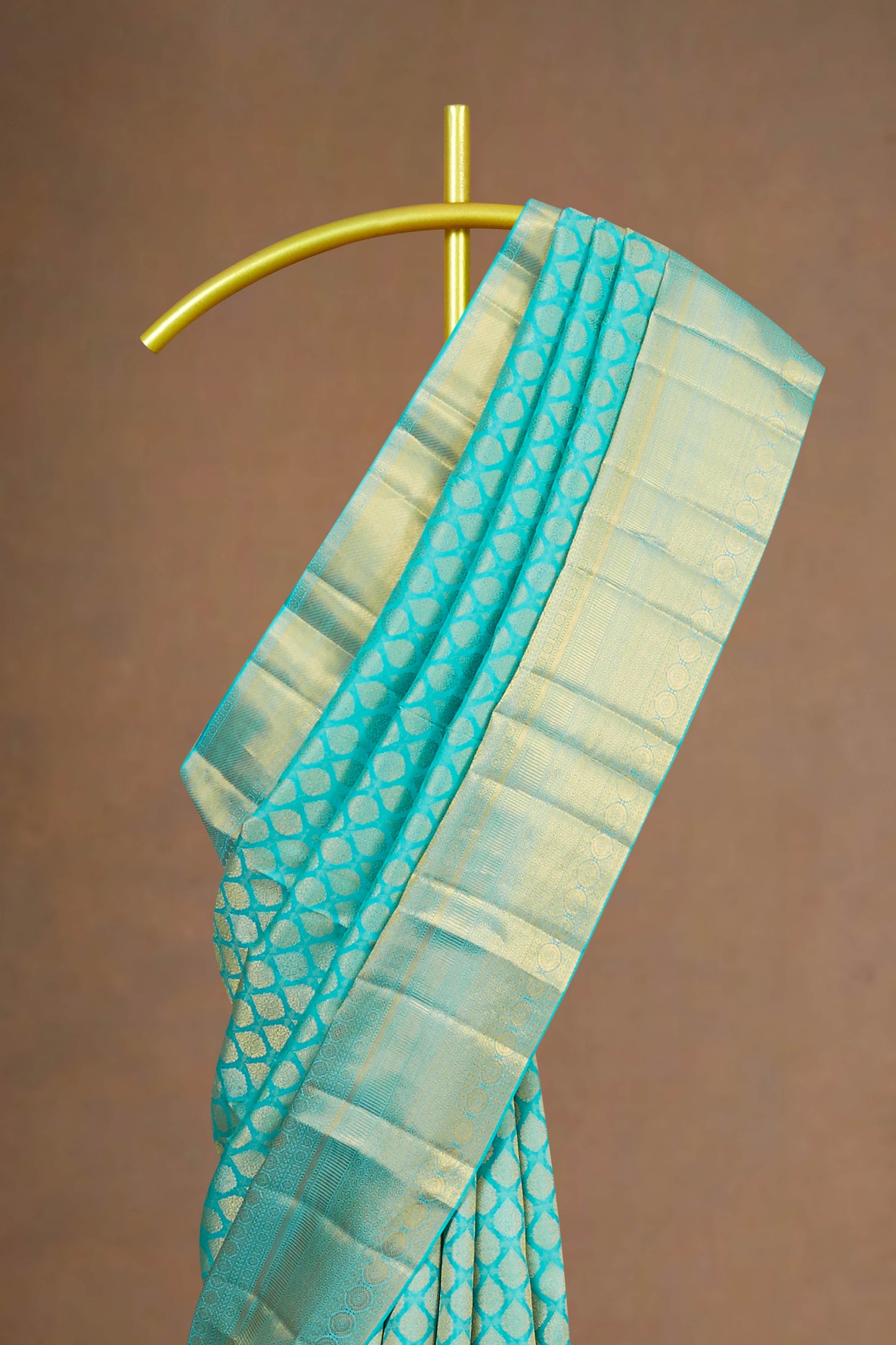 Pure turquoise silk saree