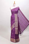 Purple art raw silk zari check saree