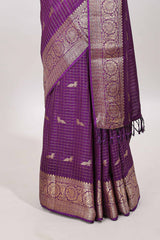 Purple art raw silk zari pallu saree