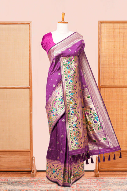 Purple art soft silk festive saree