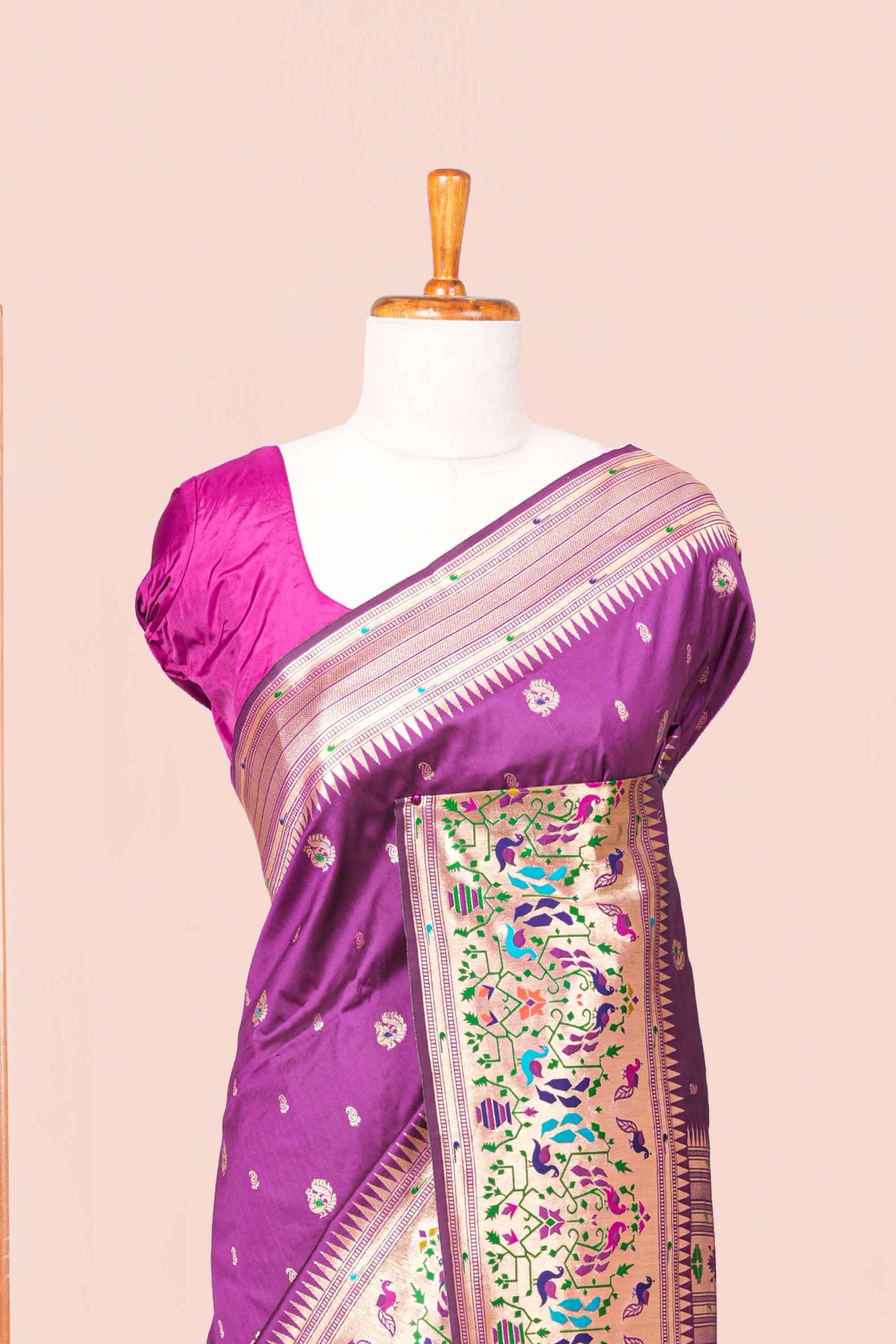 Purple art soft silk flowing drape saree