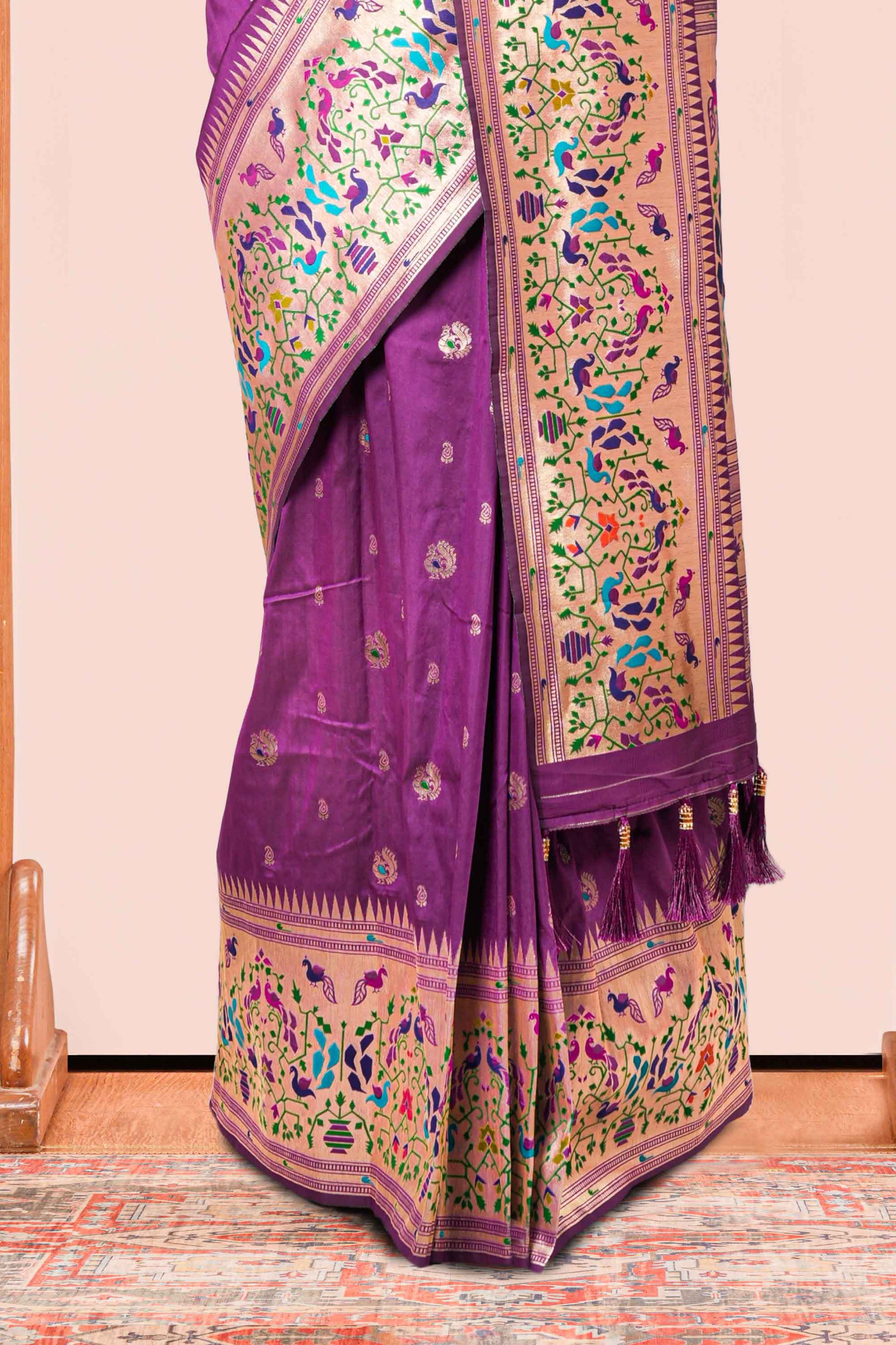 Purple art soft silk traditional saree
