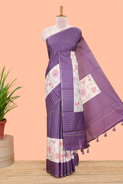Purple art tussar silk