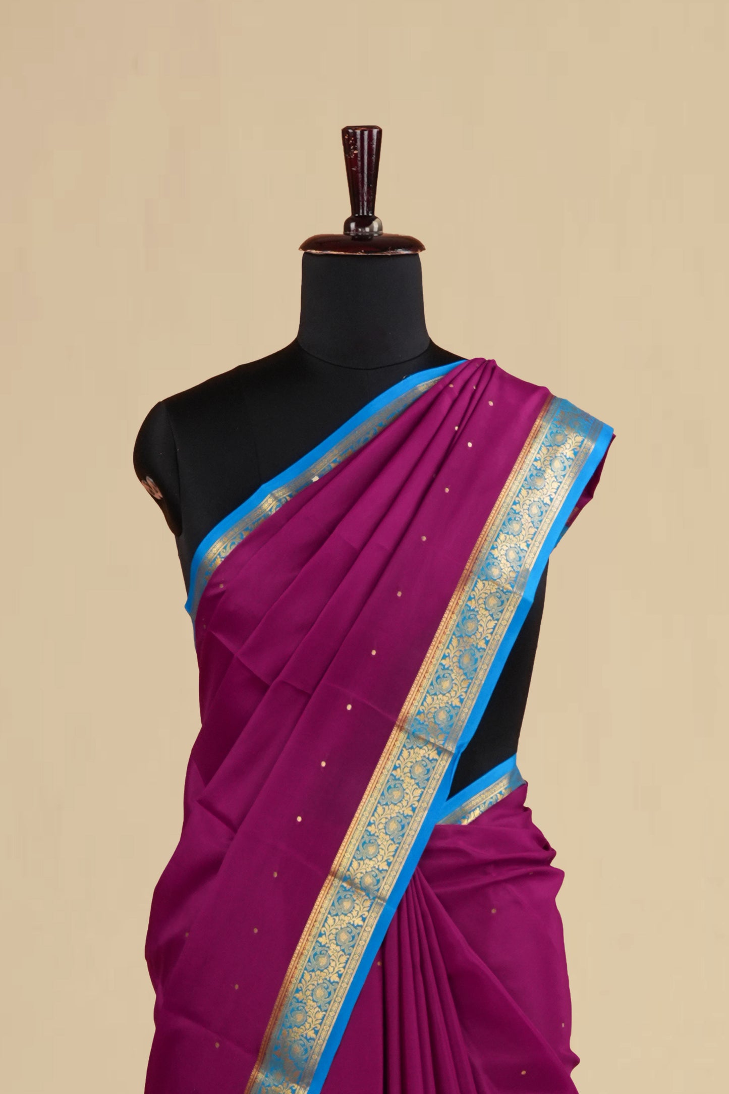 Purple blue border silk