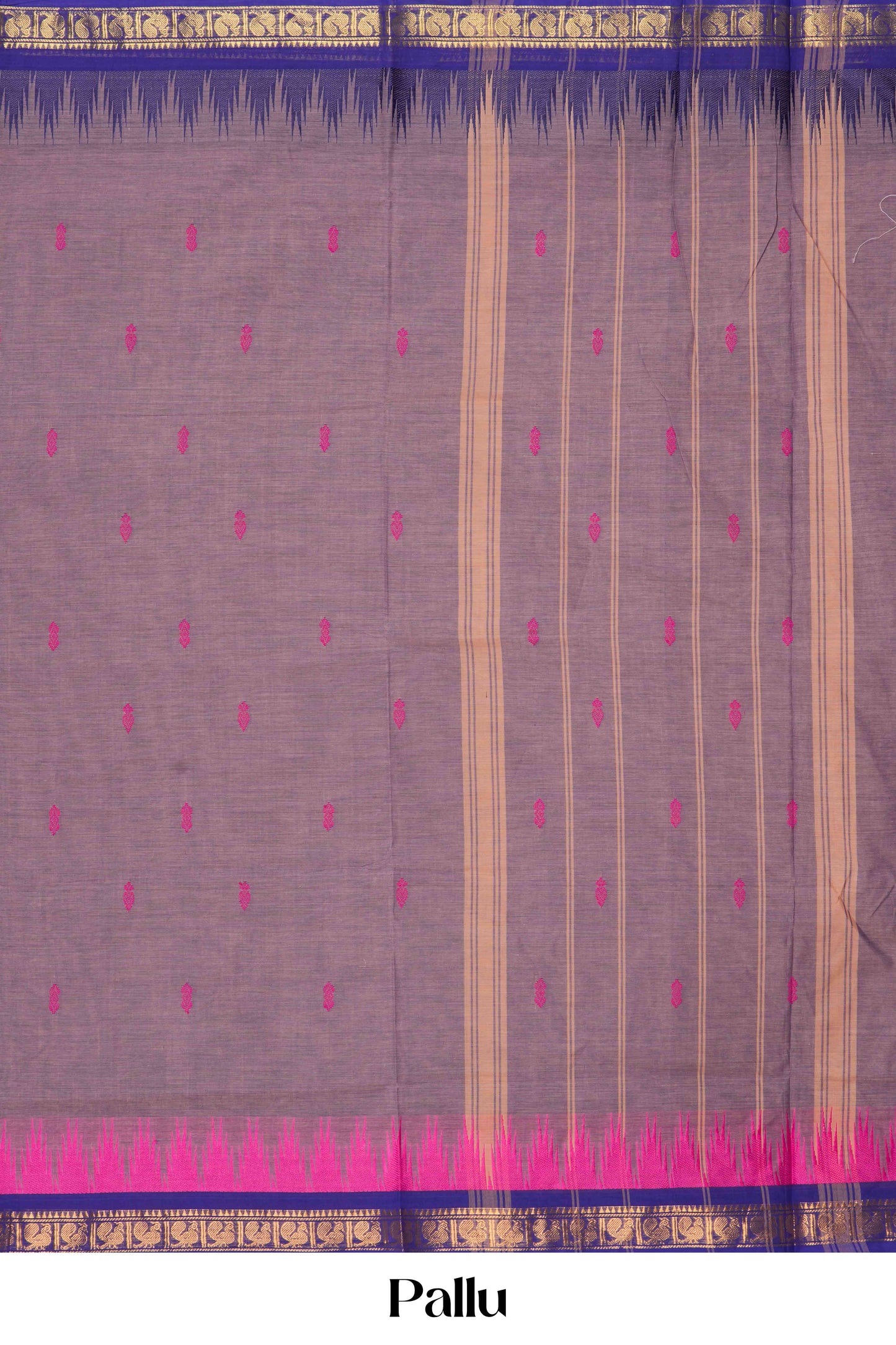 Purple blue contrast border saree