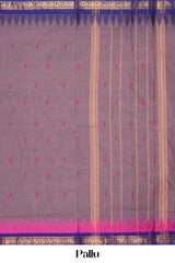 Purple blue contrast border saree