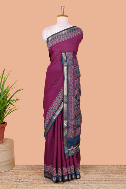Purple chanderi cotton saree