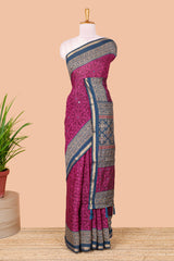 Purple chanderi cotton saree geometric design