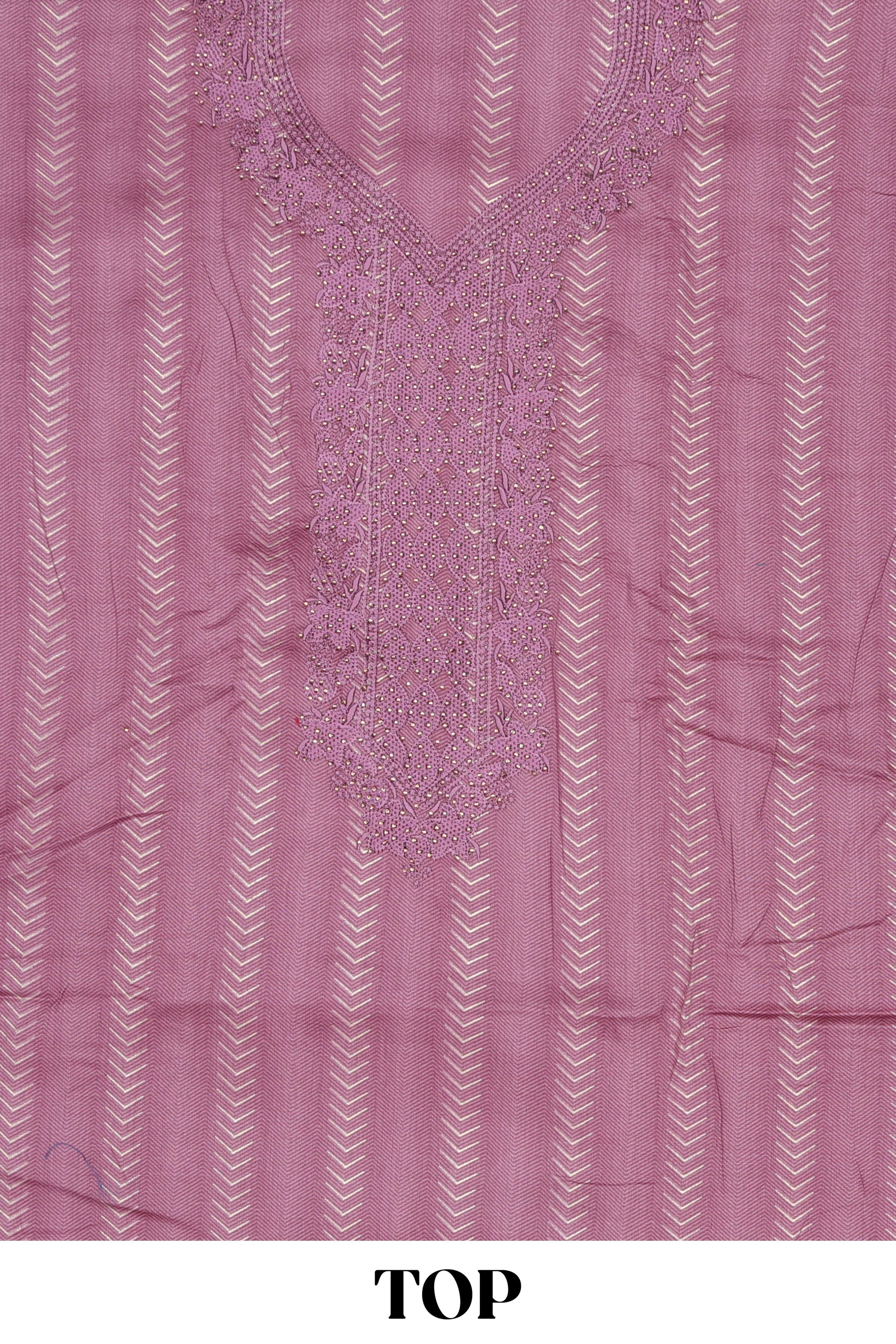 Purple cotton embroidery dress material