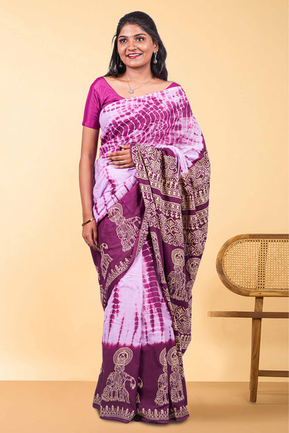 Purple cotton saree design