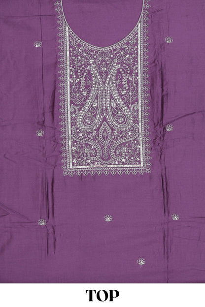 Purple cotton silk festive dress material