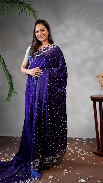 Purple couture saree