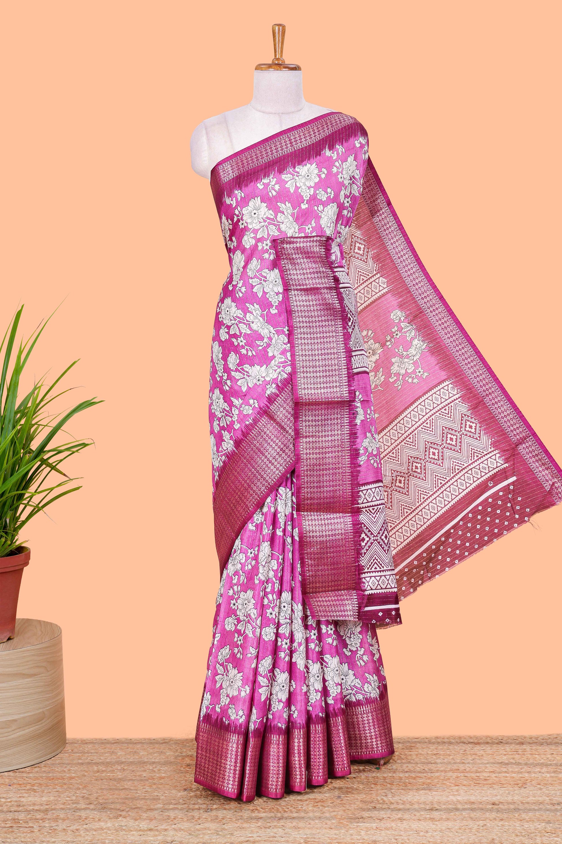 Purple dola floral saree