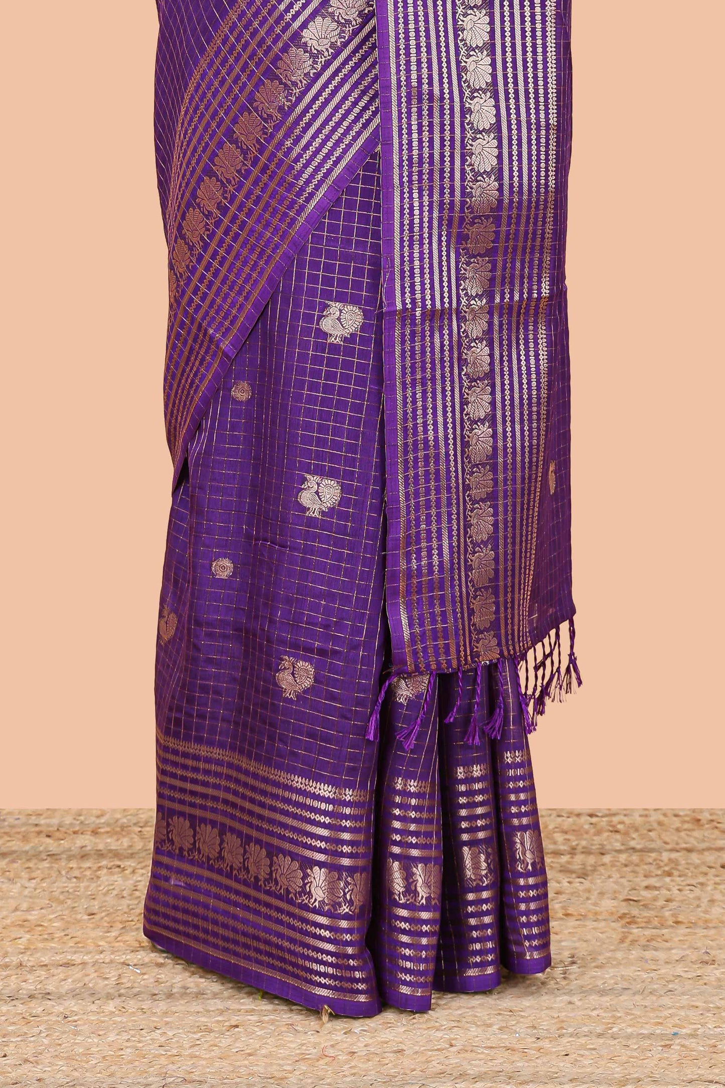 Purple dola silk festive saree