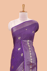Purple dola silk zari border saree
