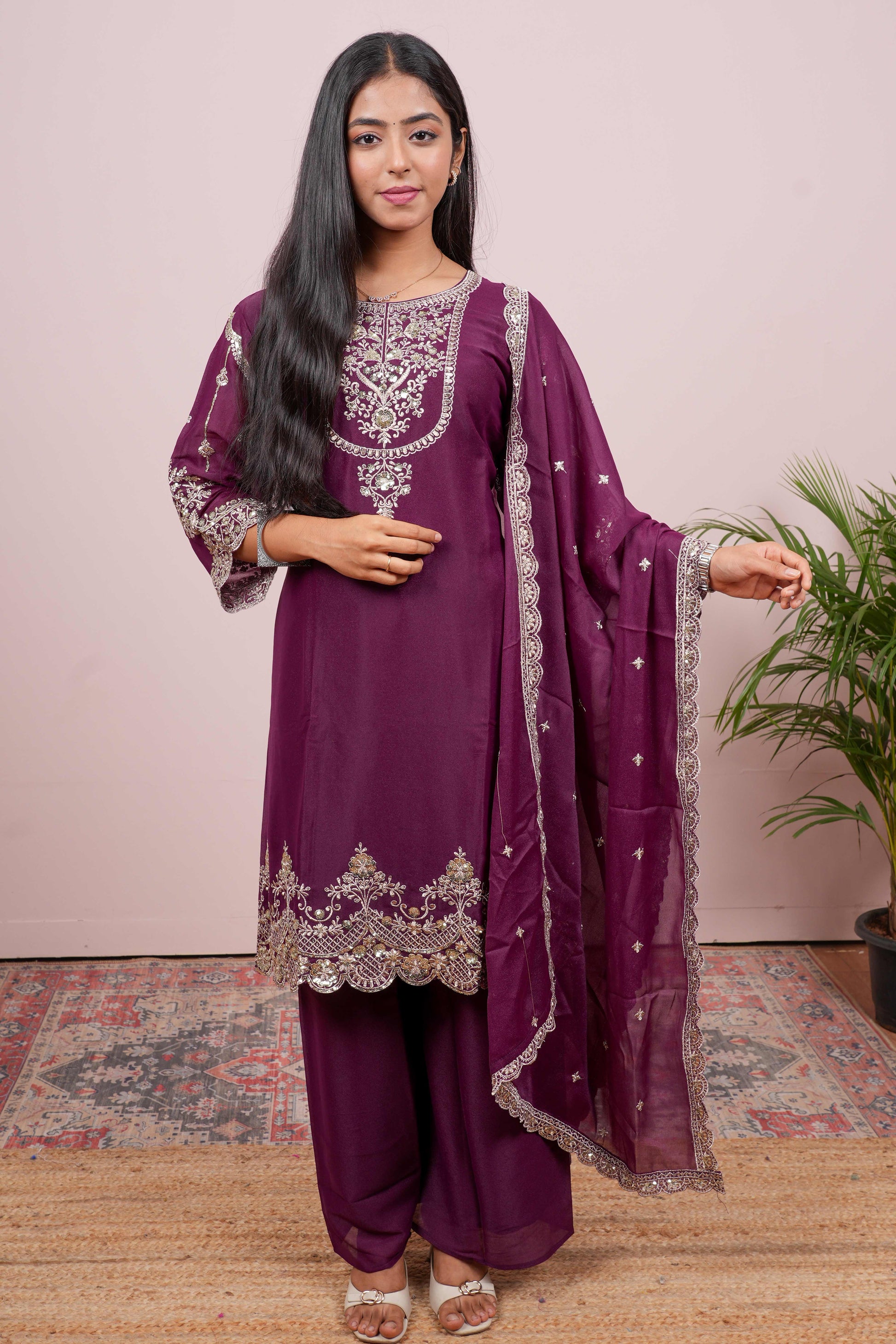 Purple elegant ethnic wear