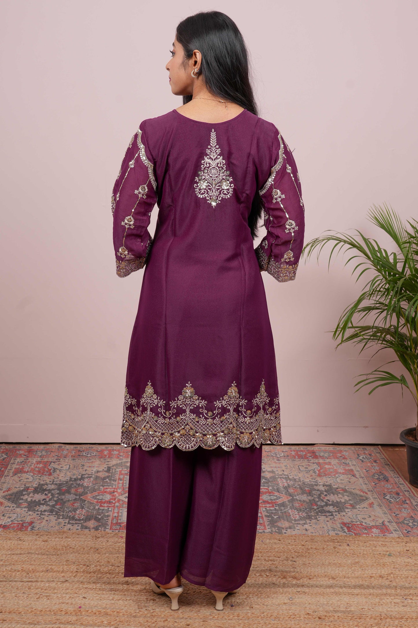 Purple festive Chudidhar with dupatta