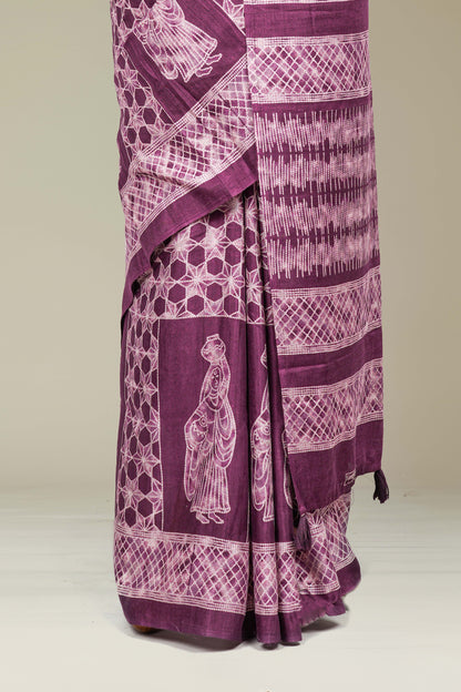 Purple festive linen saree