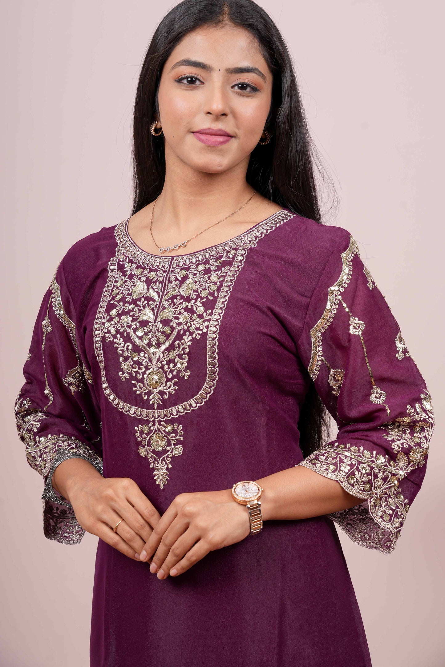 Purple festive suit with dupatta
