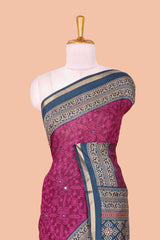 Purple geometric design chanderi saree