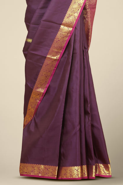 Purple gold zari silk saree