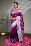 Purple kathan silk zari weave saree