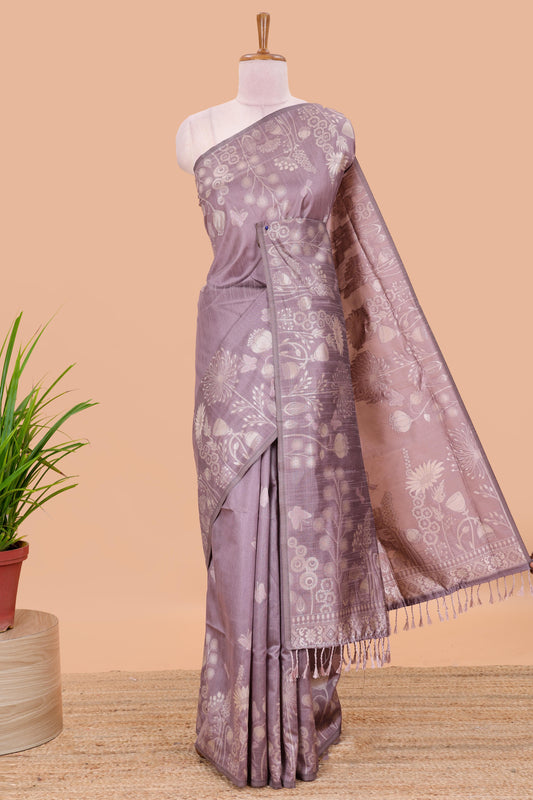 Purple munga cotton saree