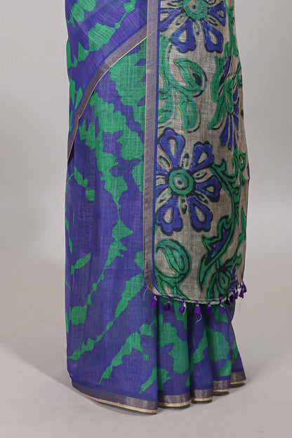 Purple printed cotton saree
