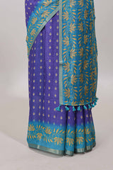  Purple printed pallu saree 