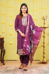 Purple printed salwar suit set