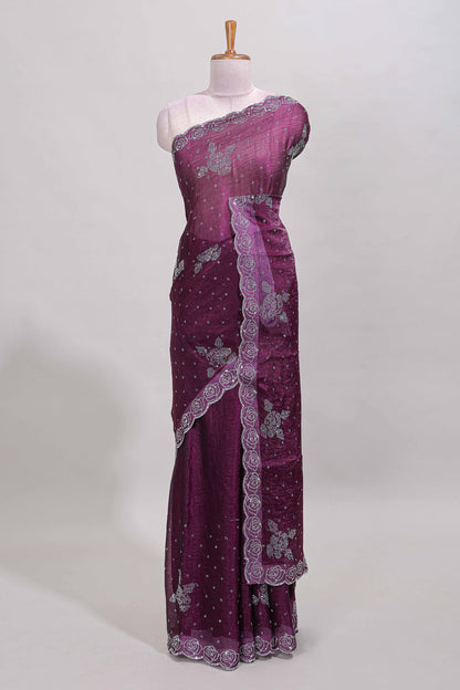 Purple scallop border saree

