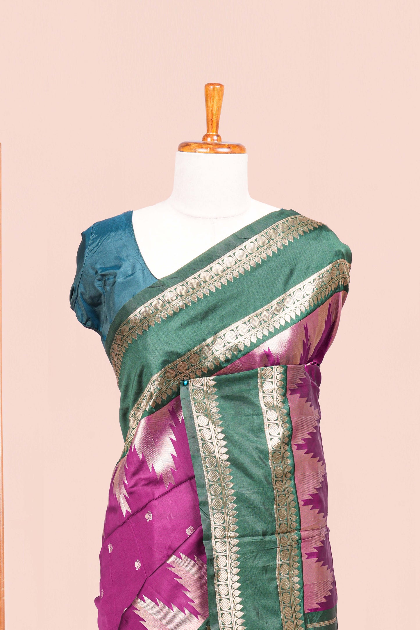 Purple semi art silk golden pallu saree
