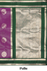 Purple semi soft silk check weave saree